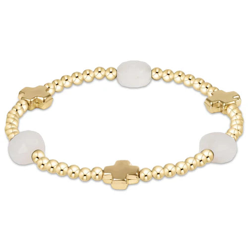 Enewton Signature Cross Admire Moonstone Pattern 3mm Gold Bead Bracelet