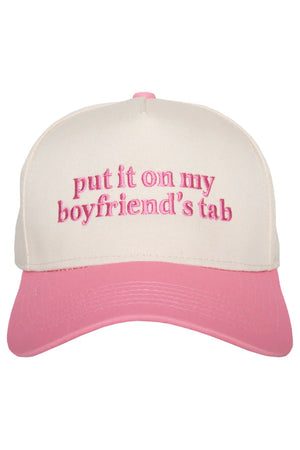 Put It On My Boyfriend's Tab Pink & Tan Vintage Hat