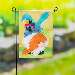 Gnome Bunny Garden Burlap Flag
