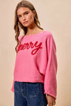 Merry Pink & Red Tinsel Lettering Christmas Sweater