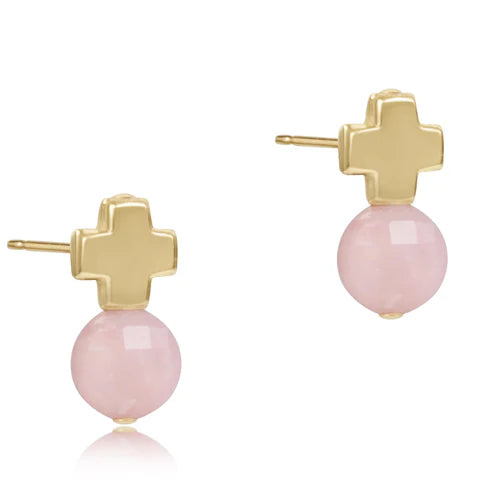 Enewton Pink Opal Signature Cross Stud Earrings