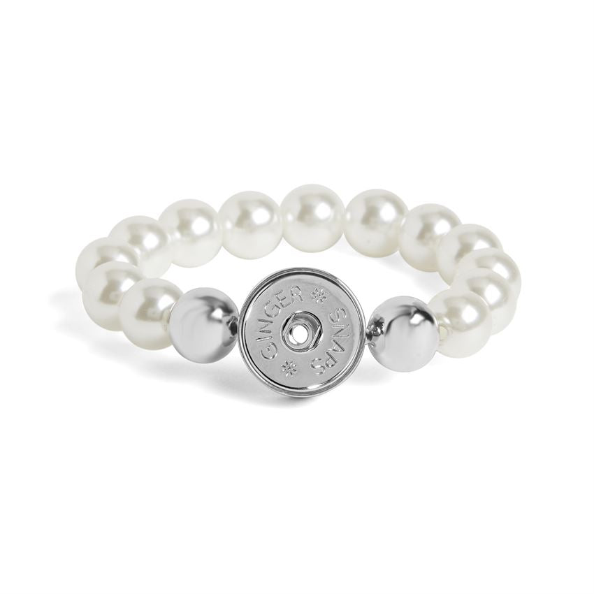 GingerSnaps White Pearl Stretch Bracelet