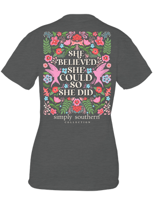 She Believed She Could Flag Short Sleeve Simply Southern Tee