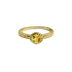 Maya J Hammered Birthstone Stackable Yellow Gold Ring