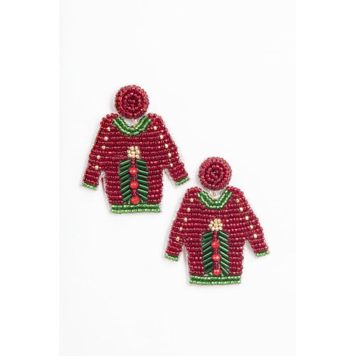 Red Christmas Sweater Earrings