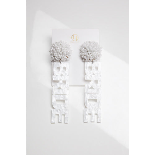 White Acrylic Bride Earrings