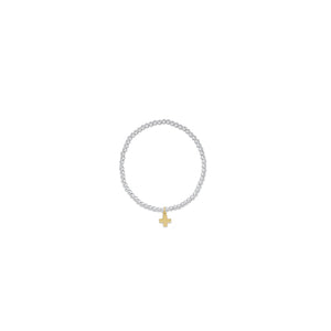 Enewton Signature Cross Gold Charm Classic Sterling Silver 3mm Bead Bracelet