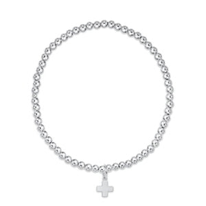 Enewton Extends Signature Cross Charm Classic Sterling Silver 3mm Bead Bracelet