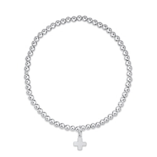 Enewton Extends Signature Cross Charm Classic Sterling Silver 3mm Bead Bracelet