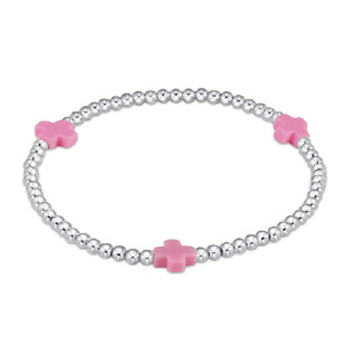 Enewton Extends Bright Pink Signature Cross 3mm Sterling Silver Bead Bracelet