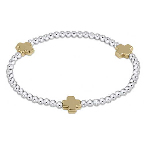 Enewton Extends Gold Signature Cross 3mm Sterling Silver Bead Bracelet