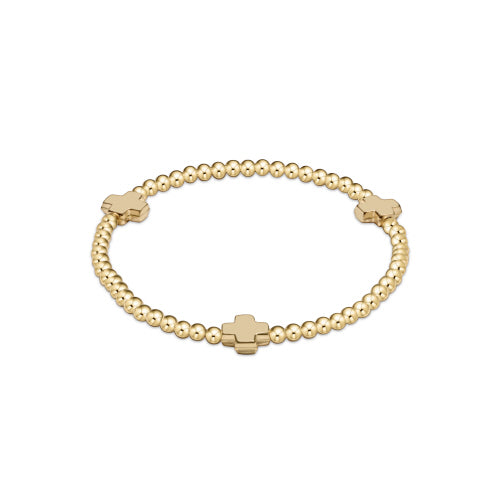 Enewton Gold Signature Cross 3mm Gold Bead Bracelet