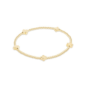 Enewton Gold Small Signature Cross 2mm Gold Bead Bracelet