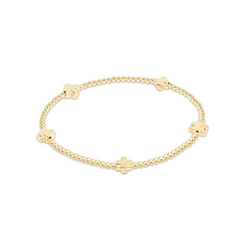 Enewton Gold Small Signature Cross 2mm Gold Bead Bracelet