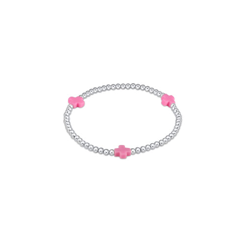 Enewton Bright Pink Signature Cross 3mm Sterling Silver Bead Bracelet