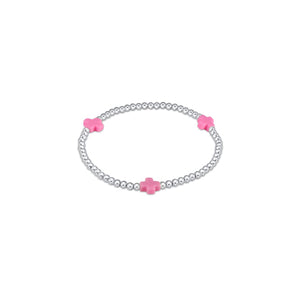 Enewton Bright Pink Signature Cross 3mm Sterling Silver Bead Bracelet