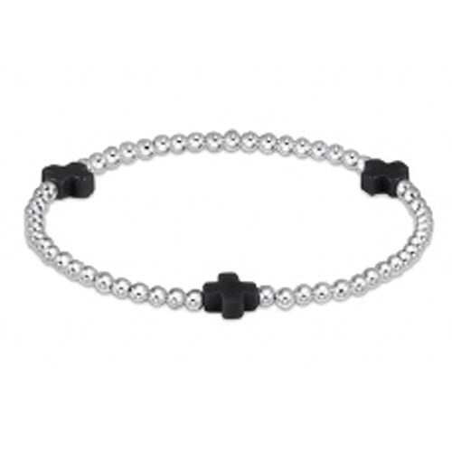 Enewton Onyx Signature Cross 3mm Sterling Silver Bead Bracelet