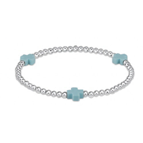 Enewton Turquoise Signature Cross 3mm Sterling Silver Bead Bracelet