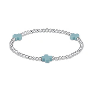 Enewton Turquoise Signature Cross 3mm Sterling Silver Bead Bracelet