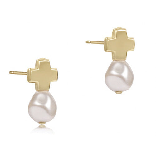 Enewton Pearl Signature Cross Stud Earrings
