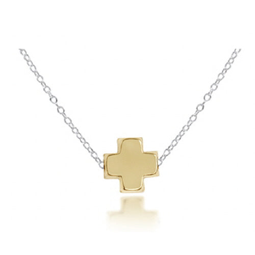 Enewton Gold Signature Cross on 16" Sterling Silver Necklace