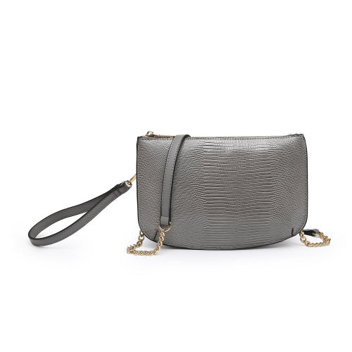 Grey Lizard Mila Clutch/Crossbody Bag