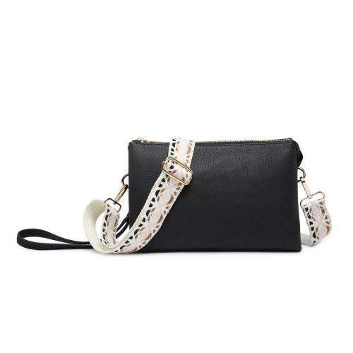 Black Izzy Crossbody Bag with Guitar Strap