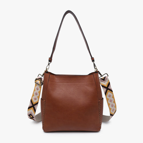 Brown Penny Bucket Bag with Guitar Strap