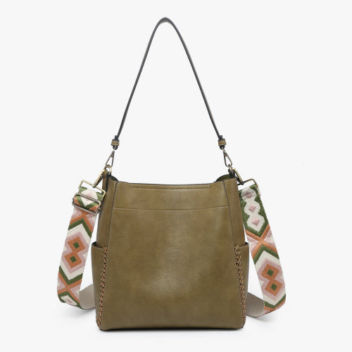 Olive Penny Bucket Bag with Guitar Strap