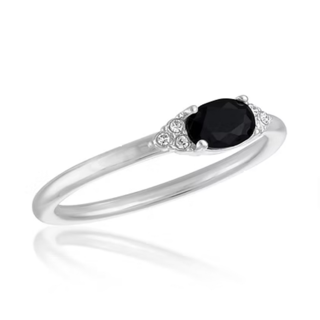 Oval Jet Black Statement Stacks Ring