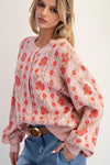 Blossom Lane Floral Vintage Rose Knitted Sweater Cardigan