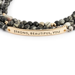 Strong Beautiful You Black Mix Necklace/Bracelet