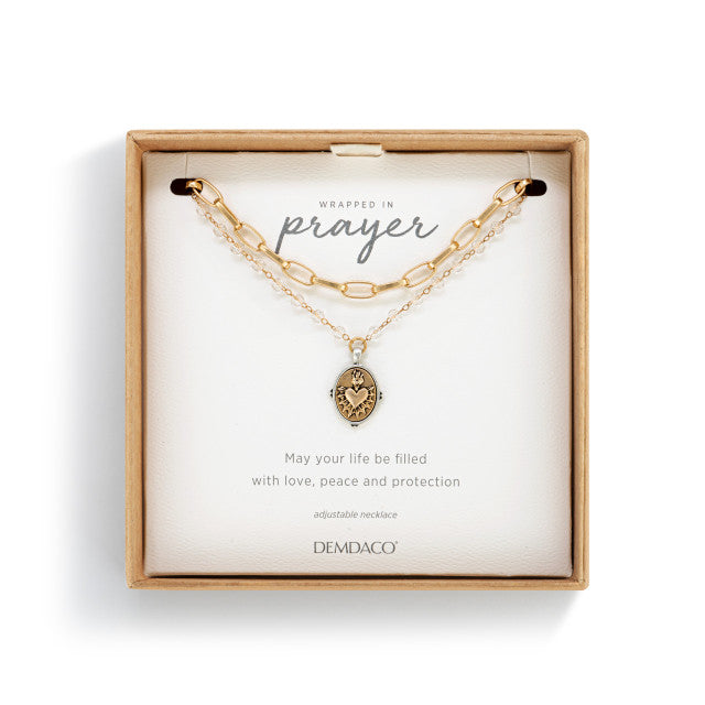Sacred Heart Gold Wrapped In Prayer Necklace