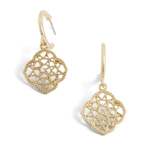 Whispers Gold Hoop Medallion Earrings