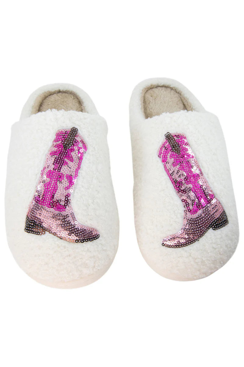 Pink Sequin Kicking Boots Katydid Slippers