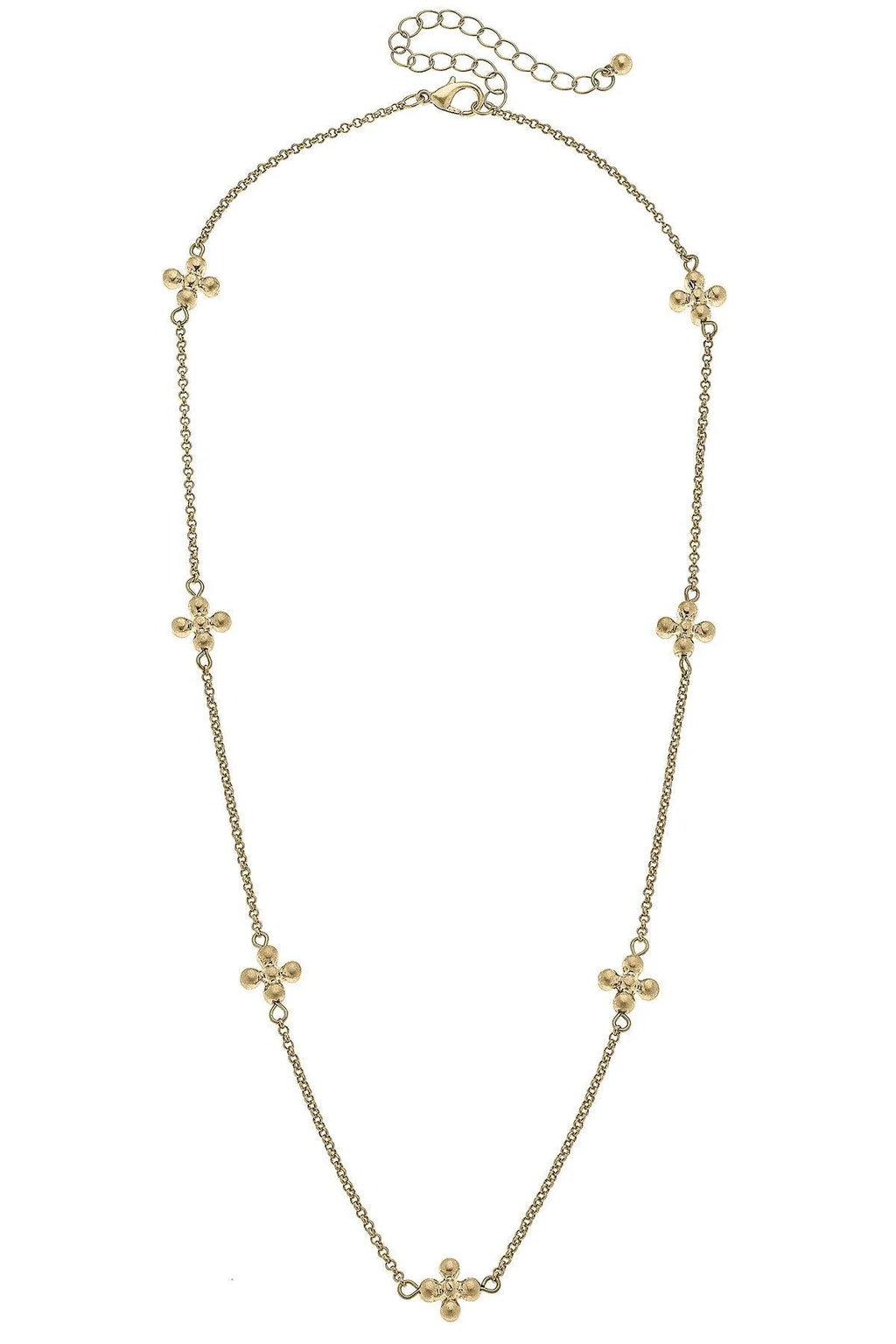 Wren Delicate Cross Station Worn Gold Necklace