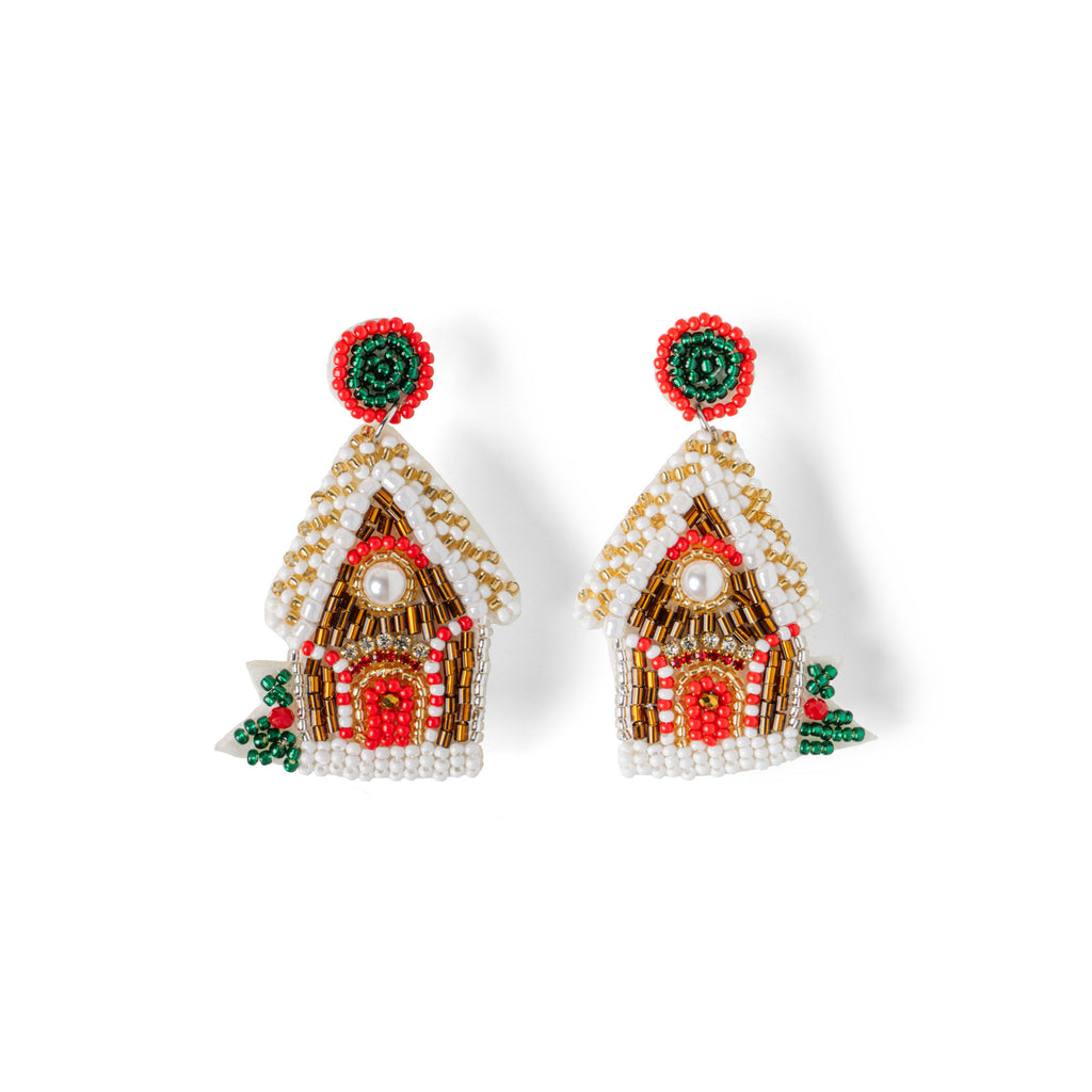 Gingerbread House Soul Stacks Holiday Beaded Earrings