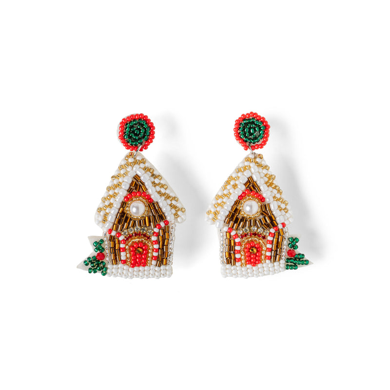 Gingerbread House Soul Stacks Holiday Beaded Earrings
