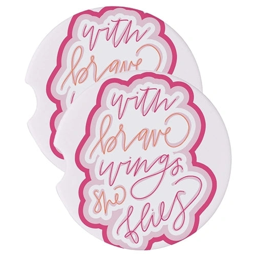 With Brave Wings She Flies Car Coasters