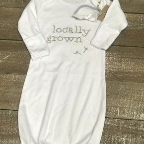 Locally Grown Baby Gown Bow Set