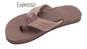 Kid's Leather Wide Strap Rainbow Sandals - Expresso