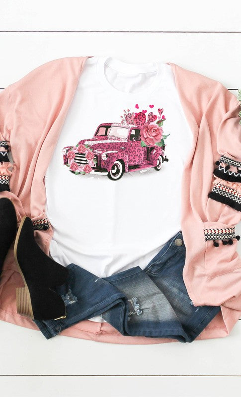 Pink Leopard Valentine Truck Tee