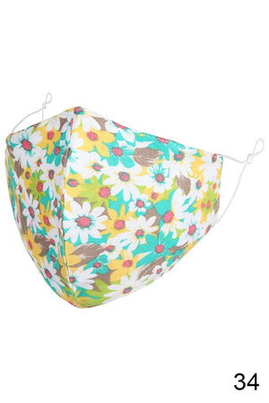 Non-Medical Floral Print Fashion Face Mask with Seam & Adjustable Ear Loop