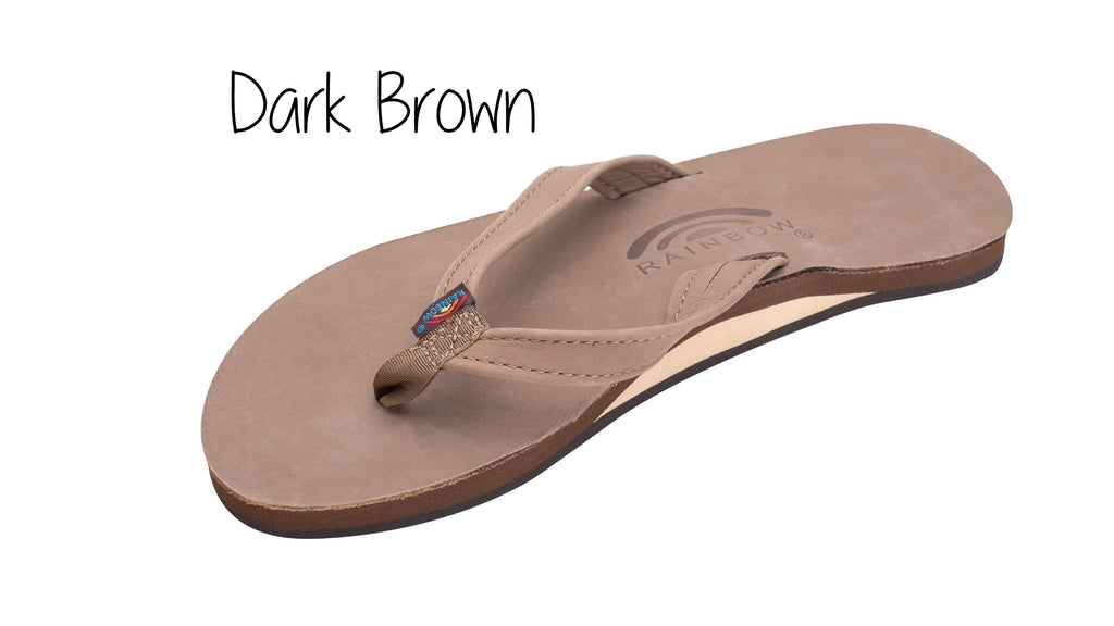 Catalina Tapered Strap Ladies' Rainbow Sandals - Dark Brown