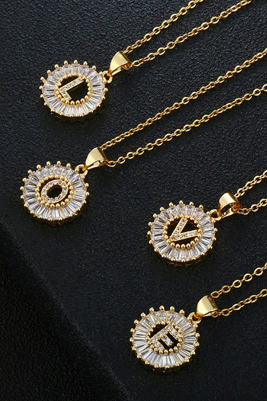 Initial Sun Pendant Necklace