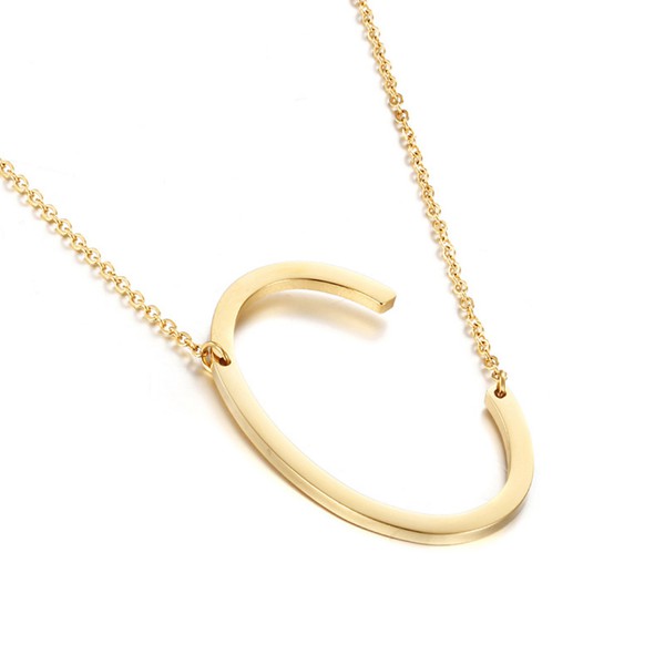 Gold Large Sideways Initial Necklace