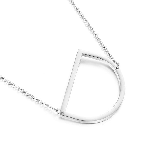 Silver Large Sideways Initial Necklace