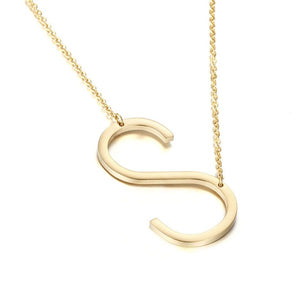 Gold Large Sideways Initial Necklace