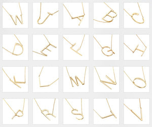 Gold Large Sideways Initial Necklace