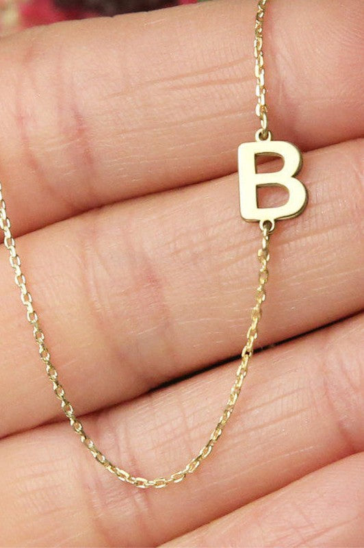 Gold Dainty Sideways Initial Necklace